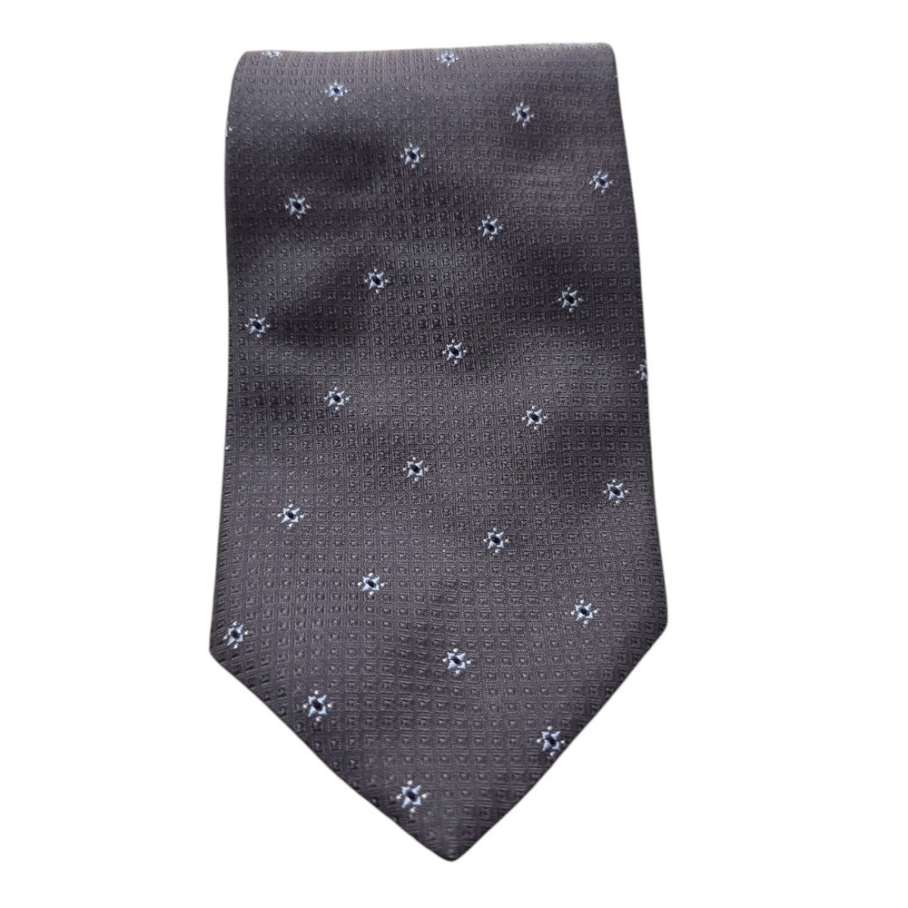 Brooks Brothers Gray Silk Medallion Print Tie